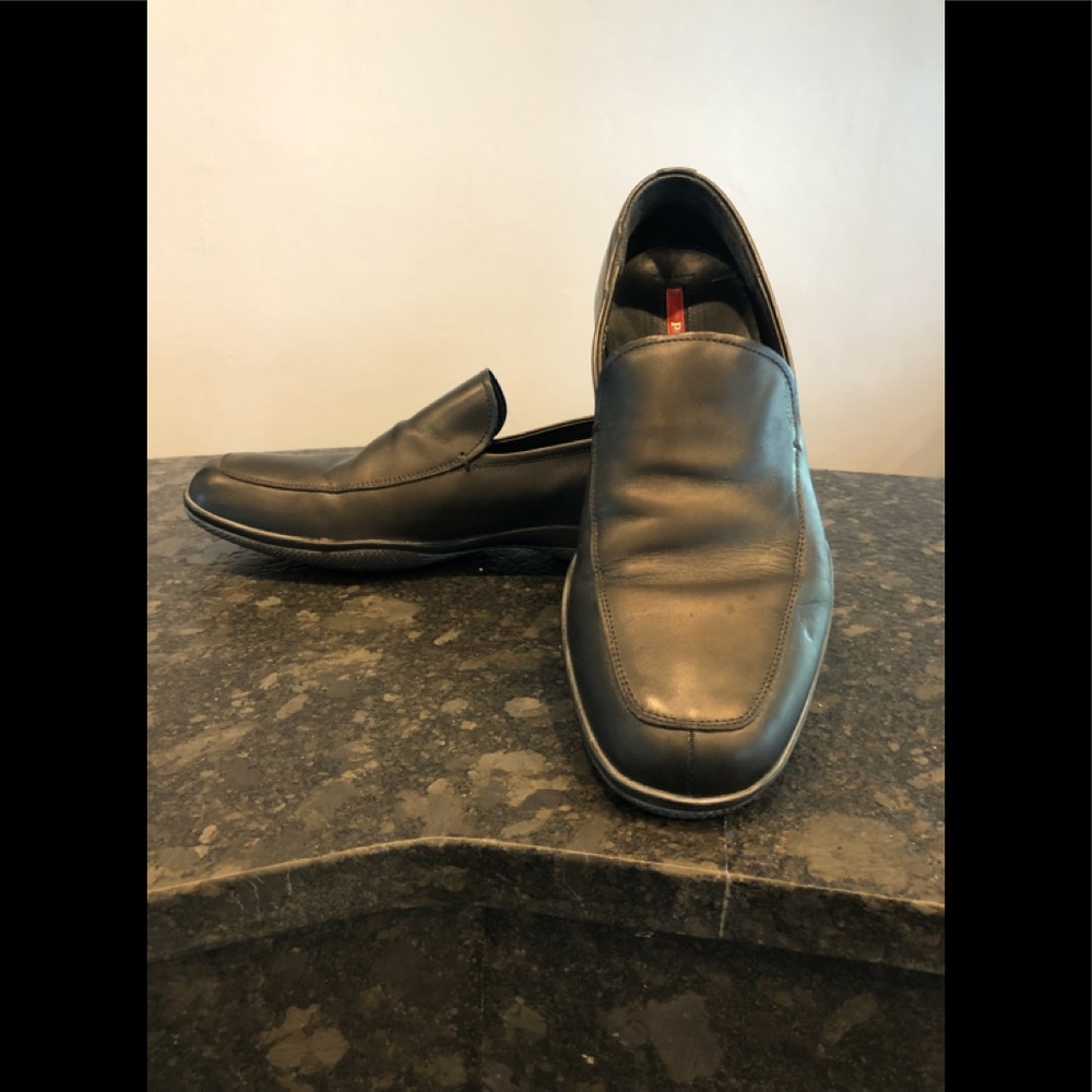 PRADA Linea Rossa Black Leather Men’s Loafers - Picture 2 of 8